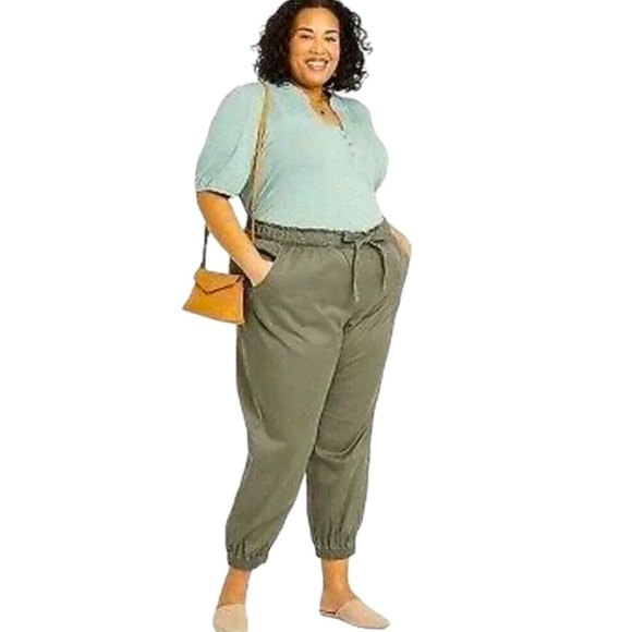 Knox Rose Dusty Olive Green Ankle Jogger Pants - Picture 2 of 3